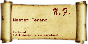 Nester Ferenc névjegykártya